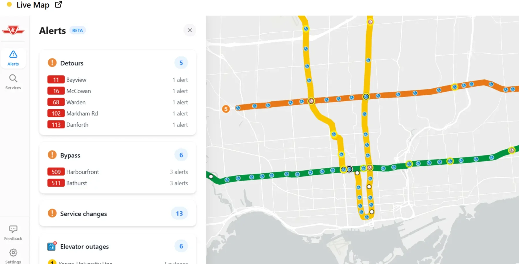 TTC launches interactive live map for subway and LRT