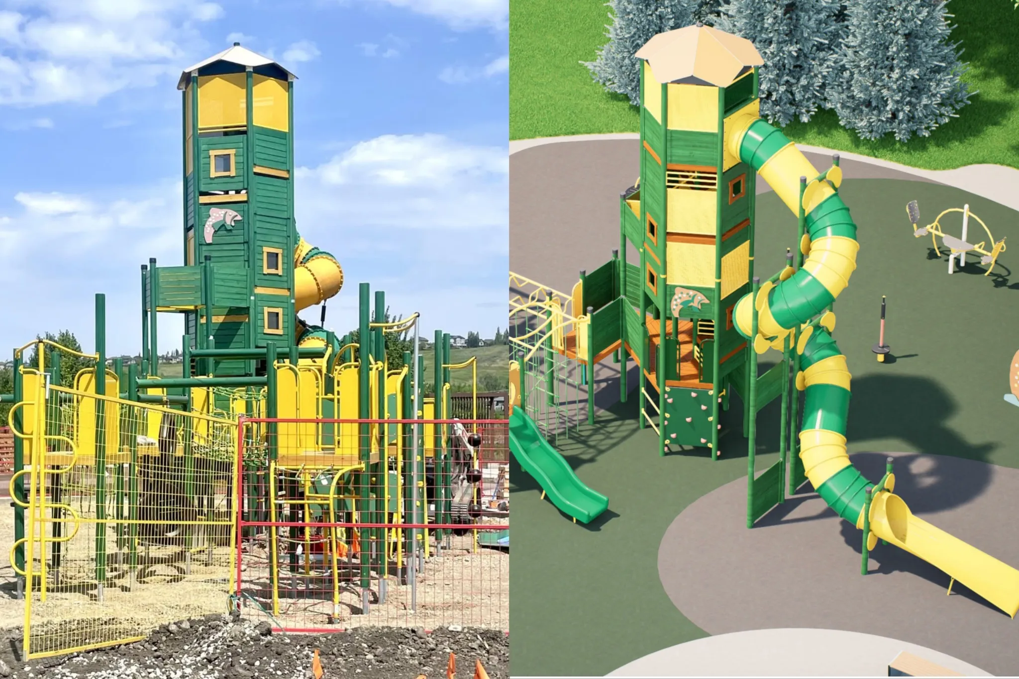 Fish Park's 3.5-storey slide opens southeast Calgary this summer